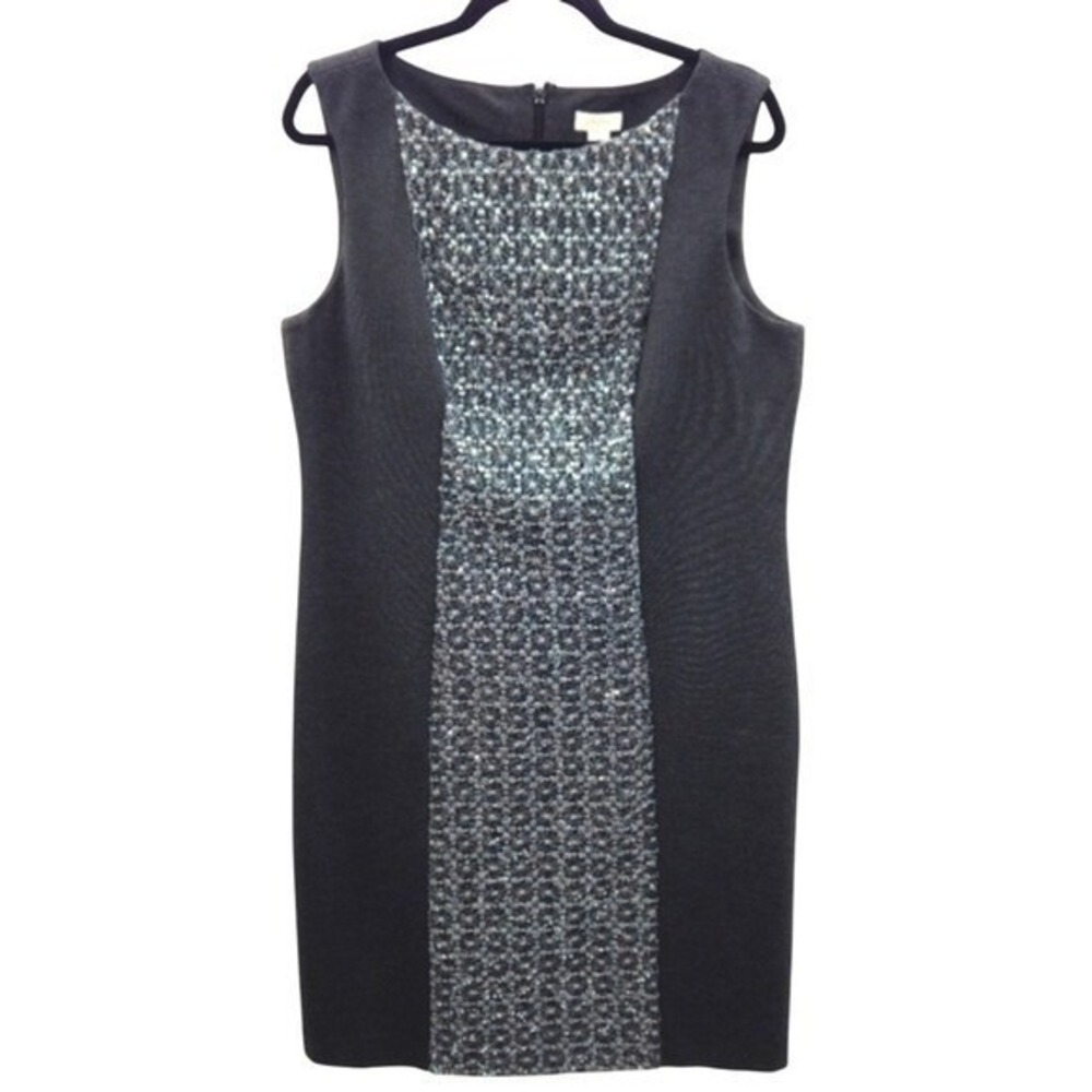 Chico's Charcoal Gray Sequin Panel Sleeveless Sheath Dress Chico's Size‎ 2 (12)